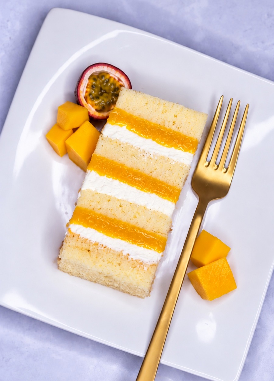 Stück Mango-Maracuja-Torte